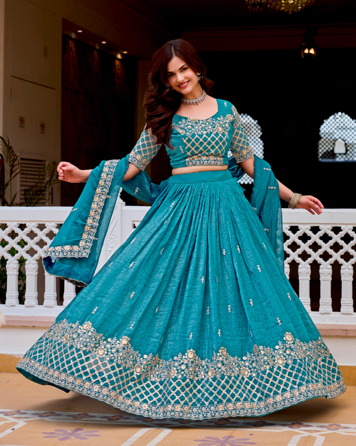 Pure Crunchy Silk Sequin Lehenga Set - Image 3