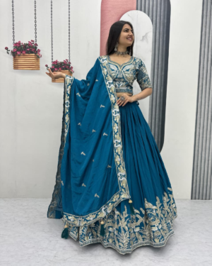 Rageshvari Fashion Heavy Embroidered Chinon Silk Lehenga Choli Set