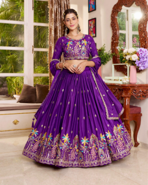 Rageshvari Creation Pure Crepe Silk Heavy Sequins & Thread Lehenga Choli Set