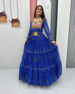 Rageshvari Fashion Navratri Special Embroidered Georgette Lehenga Choli with 9-Meter Big Flair