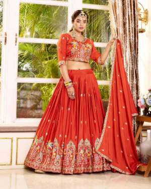 Rageshvari Creation Pure Crepe Silk Heavy Sequins & Thread Lehenga Choli Set