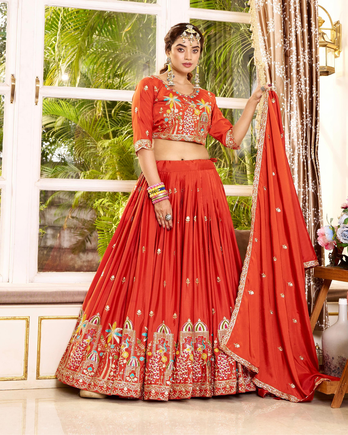Rageshvari Creation Pure Crepe Silk Heavy Sequins & Thread Lehenga Choli Set