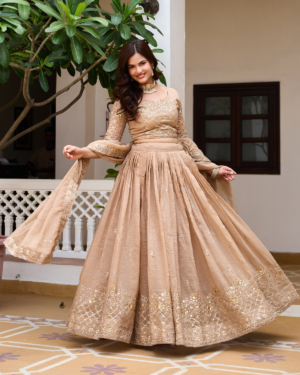 Rageshvari Creation Pure Crunchy Silk Heavy Sequins Embroidered Wedding Lehenga Choli Set