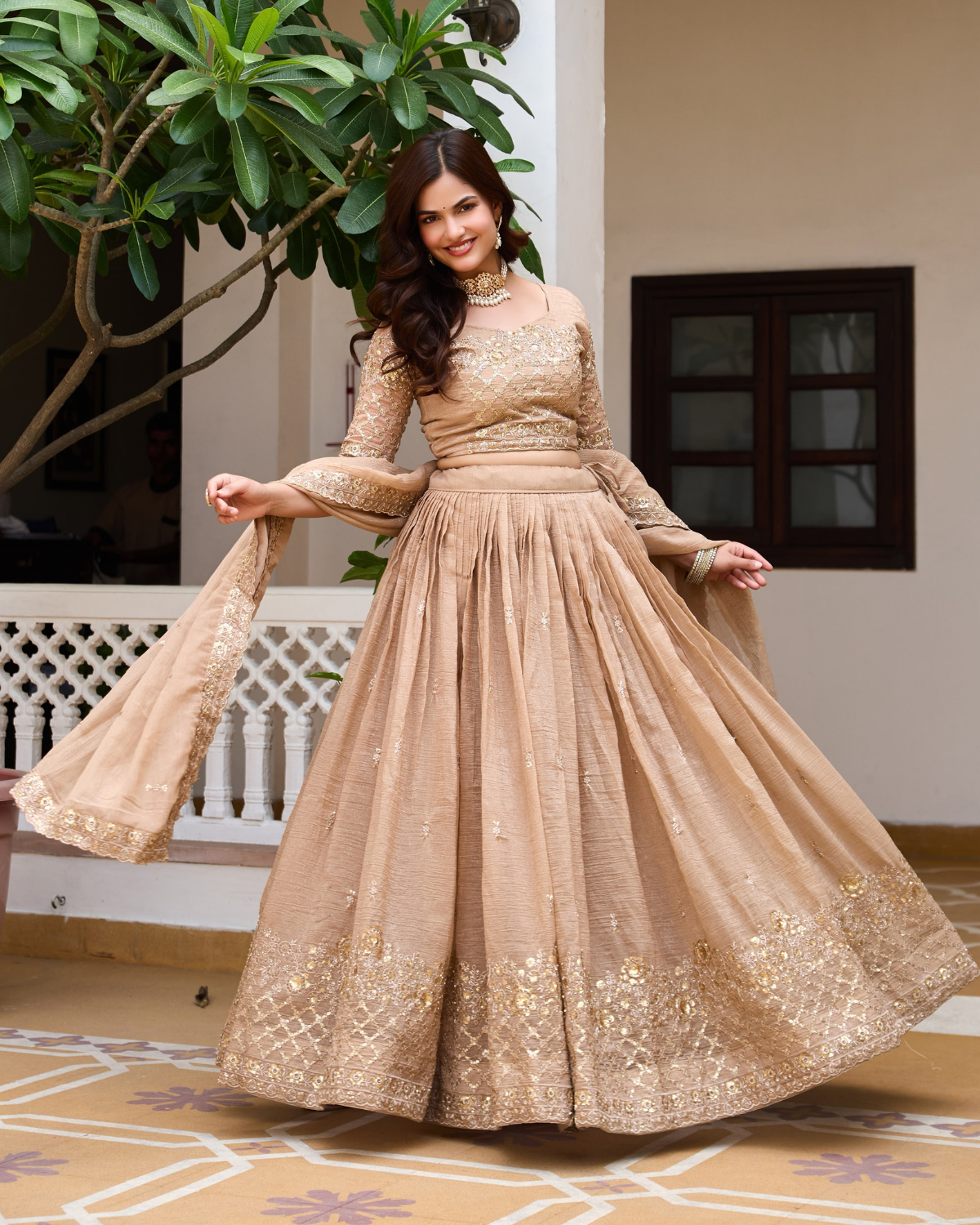 Pure Crunchy Silk Sequin Lehenga Set