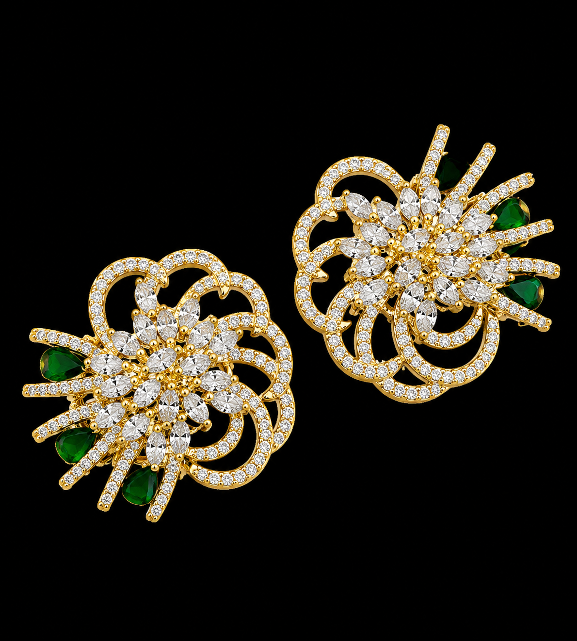 Rageshvari Fashion Luxury Floral American Diamond Stud Earrings for Women - Image 2