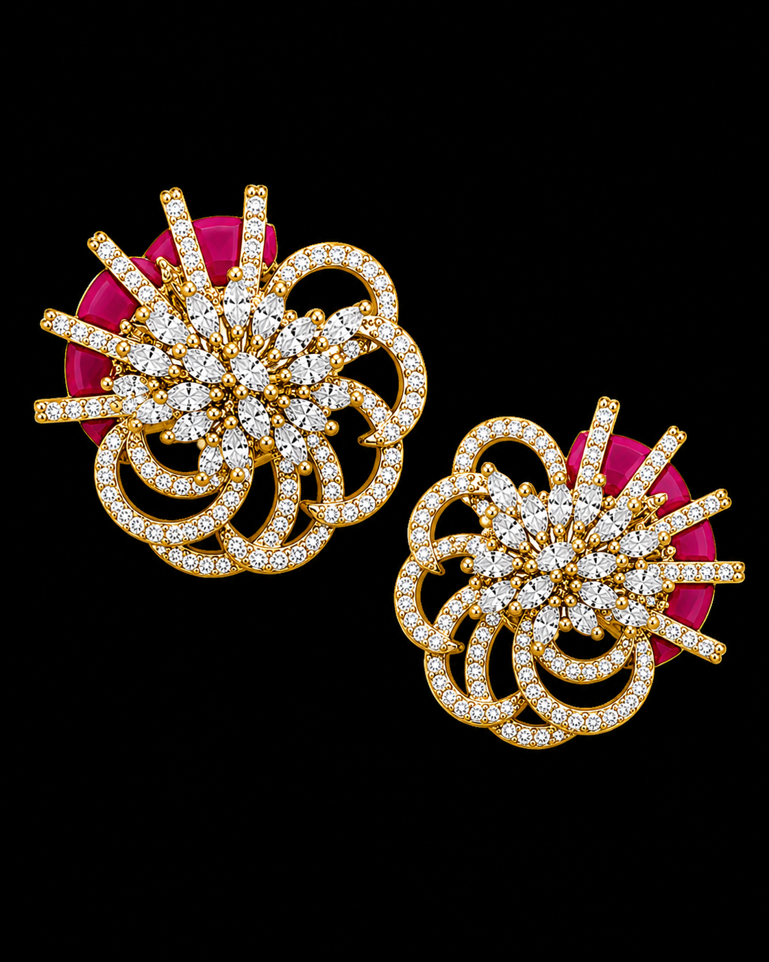 Rageshvari Fashion Luxury Floral American Diamond Stud Earrings for Women - Image 3