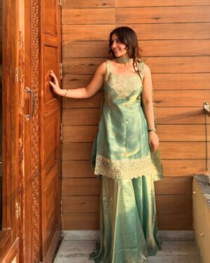 Rageshvari Fashion Mumtaz Heavy Fandy Silk Embroidered Sharara Palazzo Set
