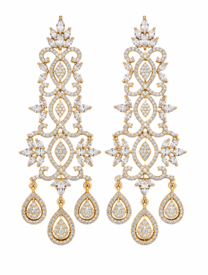 Rageshvari Fashion Luxury American Diamond Bridal Long Drop Earrings for Women