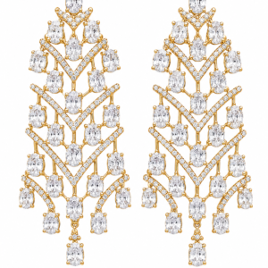 Rageshvari Fashion Luxury American Diamond Statement Chandelier Earrings for Women
