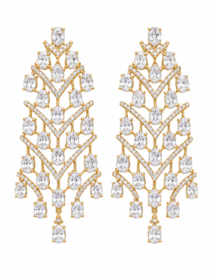 Rageshvari Fashion Luxury American Diamond Statement Chandelier Earrings for Women