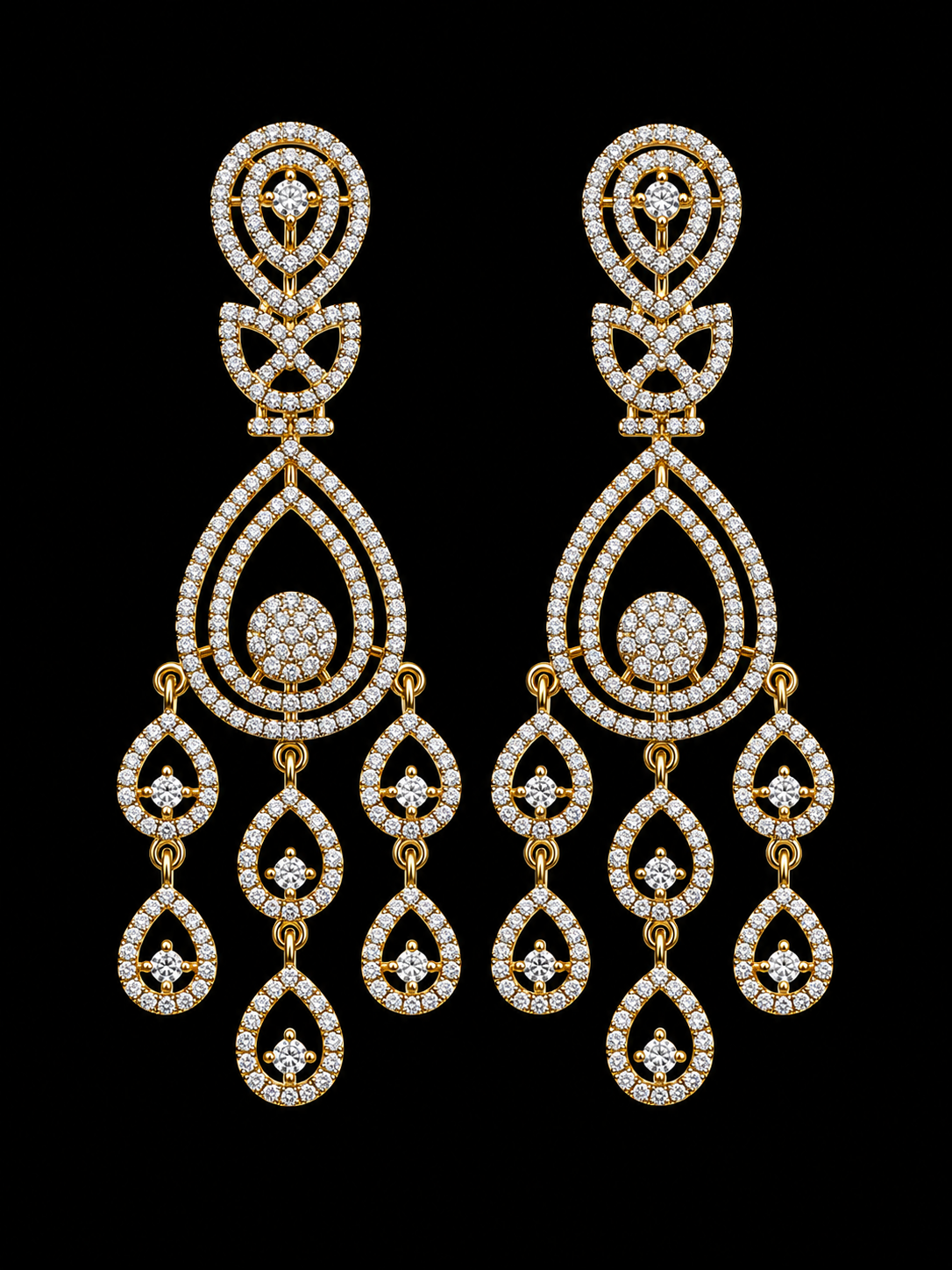 Rageshvari Fashion American Diamond Teardrop Chandelier Earrings for Women - Image 2