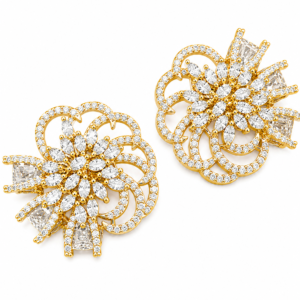 Rageshvari Fashion Luxury Floral American Diamond Stud Earrings for Women
