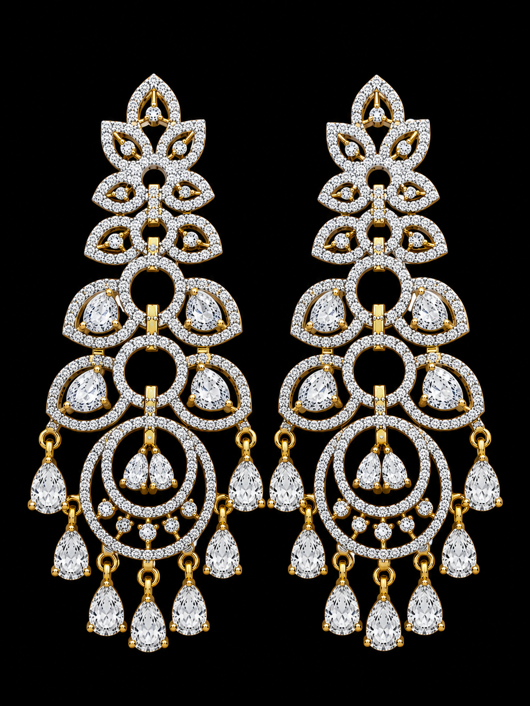 Rageshvari Fashion Luxury American Diamond Long Chandelier Earrings for Women - Image 2