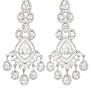 Rageshvari Fashion Luxury American Diamond Silver Finish Chandelier Earrings for Women