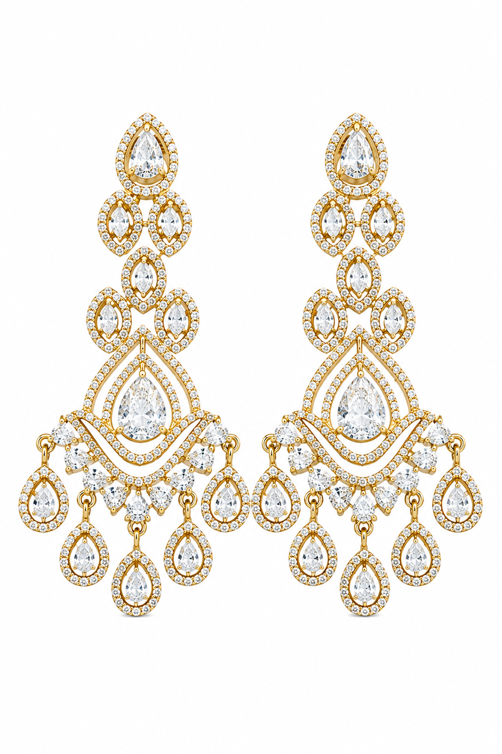 Rageshvari Fashion Luxury American Diamond Silver Finish Chandelier Earrings for Women - Image 3
