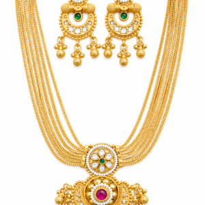Rageshvari Fashion Traditional Multi-Layer Antique Gold Plated Kundan Necklace Set with Earrings for Women