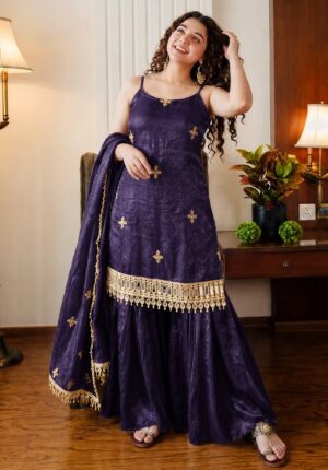 Rageshvari Fashion Reshma Silk Embroidered Palazzo Suit with Real Mirror Work