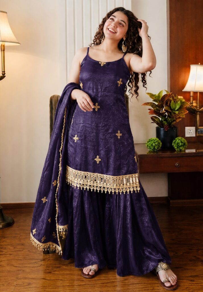 Rageshvari Fashion Reshma Silk Embroidered Palazzo Suit with Real Mirror Work
