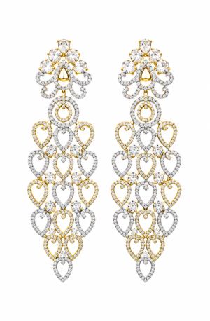 Rageshvari Fashion Gold & Silver-Plated American Diamond Chandelier Earrings for Women | Designer Party Wear Earrings
