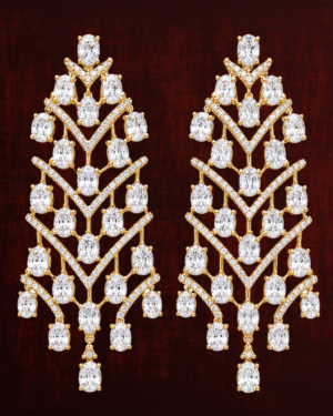 Rageshvari Fashion Luxury American Diamond Statement Chandelier Earrings for Women