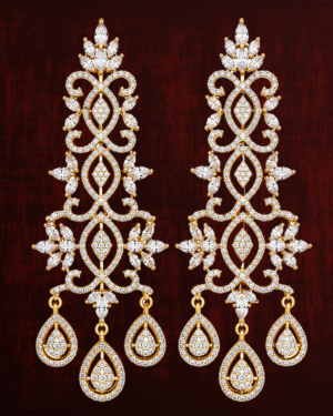 Rageshvari Fashion Luxury American Diamond Bridal Long Drop Earrings for Women