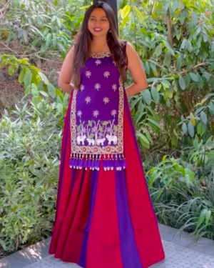 Rageshvari Creation Navratri Special Vichitra Silk 6-Meter Flair Lehenga Choli with Embroidered Shrug