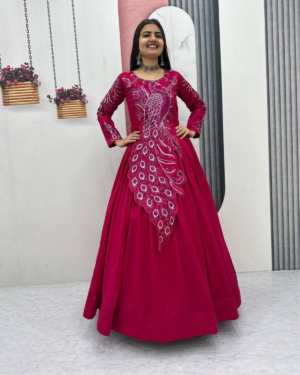Rageshvari Fashion Heavy Embroidered Vichitra Silk Festive Gown