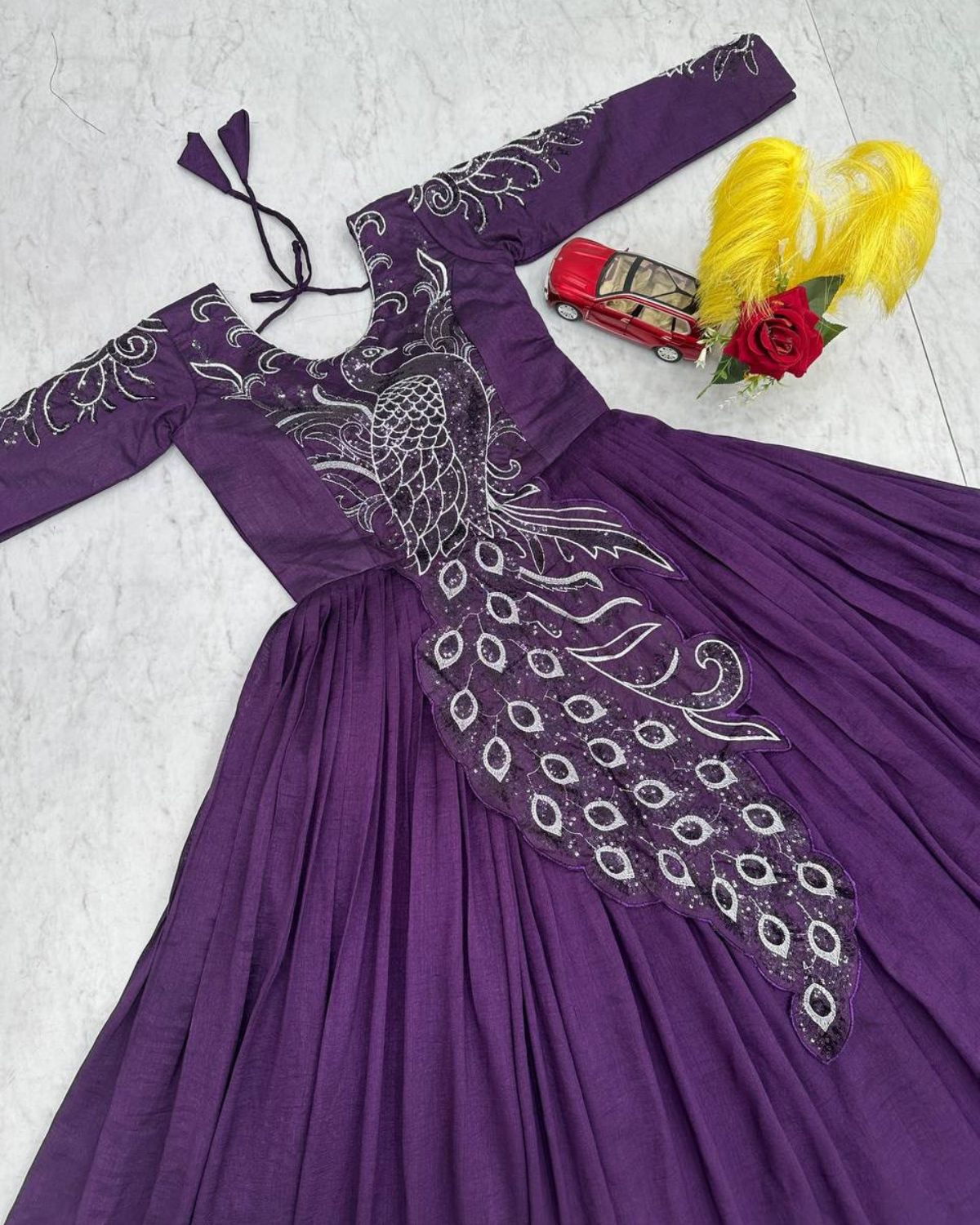 Rageshvari Fashion Heavy Embroidered Vichitra Silk Festive Gown - Image 4