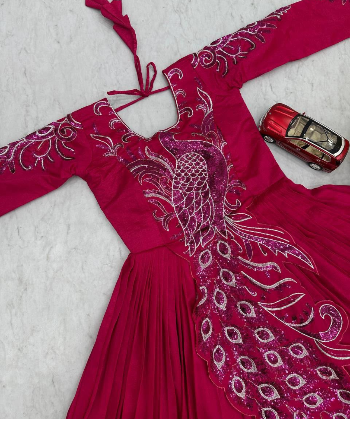 Rageshvari Fashion Heavy Embroidered Vichitra Silk Festive Gown - Image 3