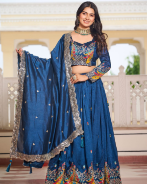 Rageshvari Creation Shree Ram Pure Vichitra Silk Heavy Sequins & Thread Lehenga Choli Set