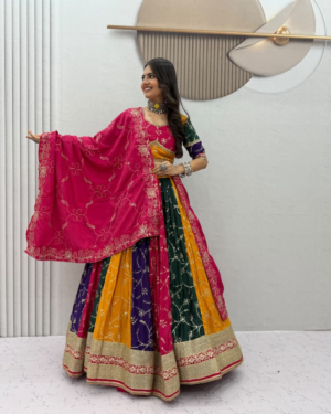 Rageshvari Creation Navratri Special Milky Silk 6-Meter Flair Vintage Chaniya Choli Set