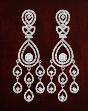 Rageshvari Fashion American Diamond Teardrop Chandelier Earrings for Women