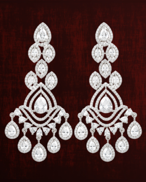 Rageshvari Fashion Luxury American Diamond Silver Finish Chandelier Earrings for Women