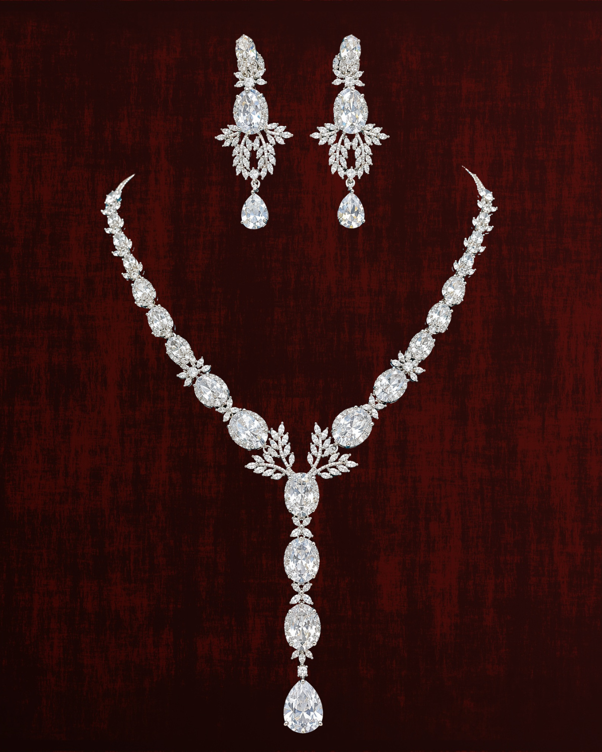 Rageshvari Fashion Gold-Plated Ruby Pink American Diamond Bridal Necklace Set with Matching Earrings for Women - Image 2