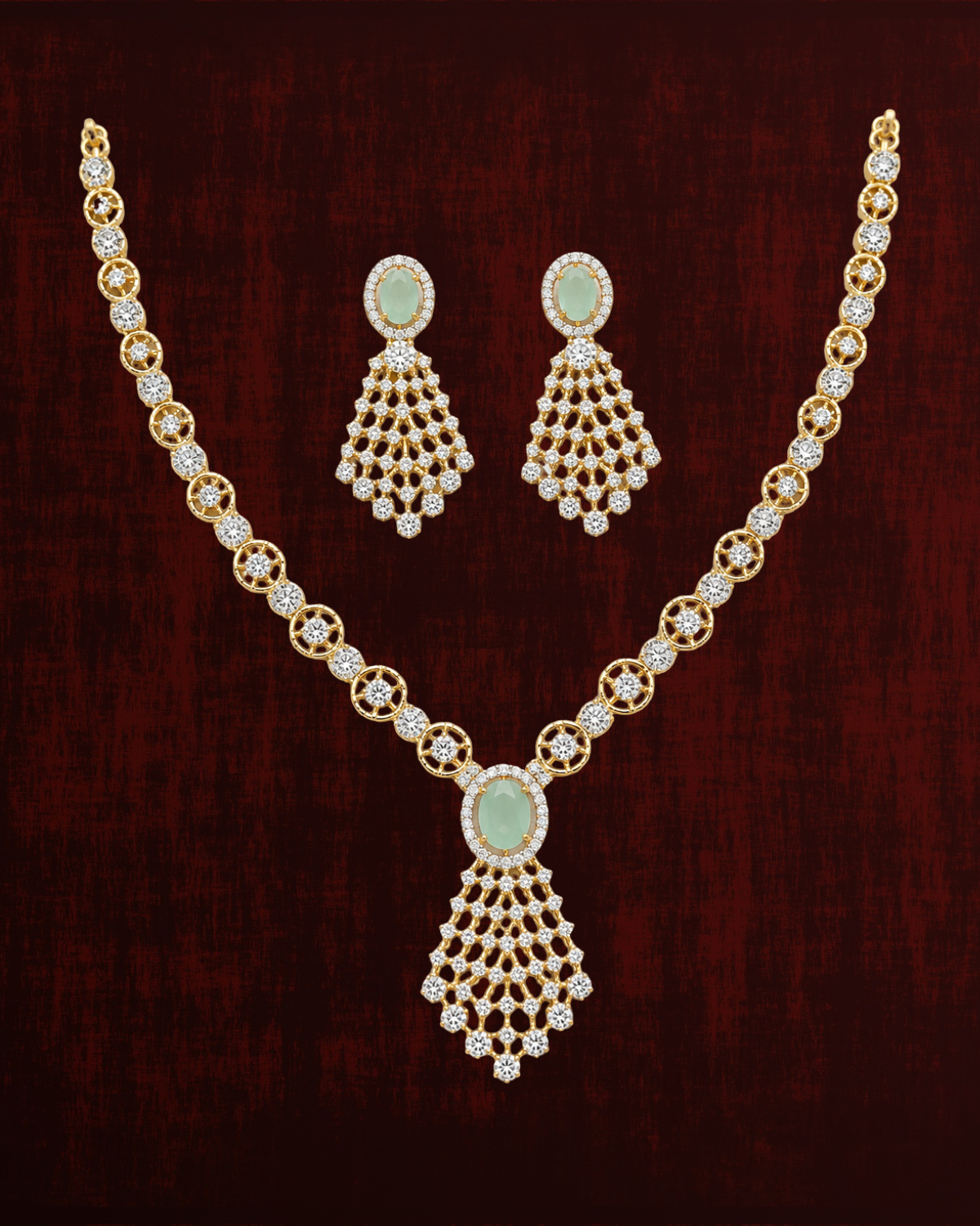 Rageshvari Fashion Silver-Plated Blue American Diamond Necklace Set with Matching Drop Earrings for Women - Image 11