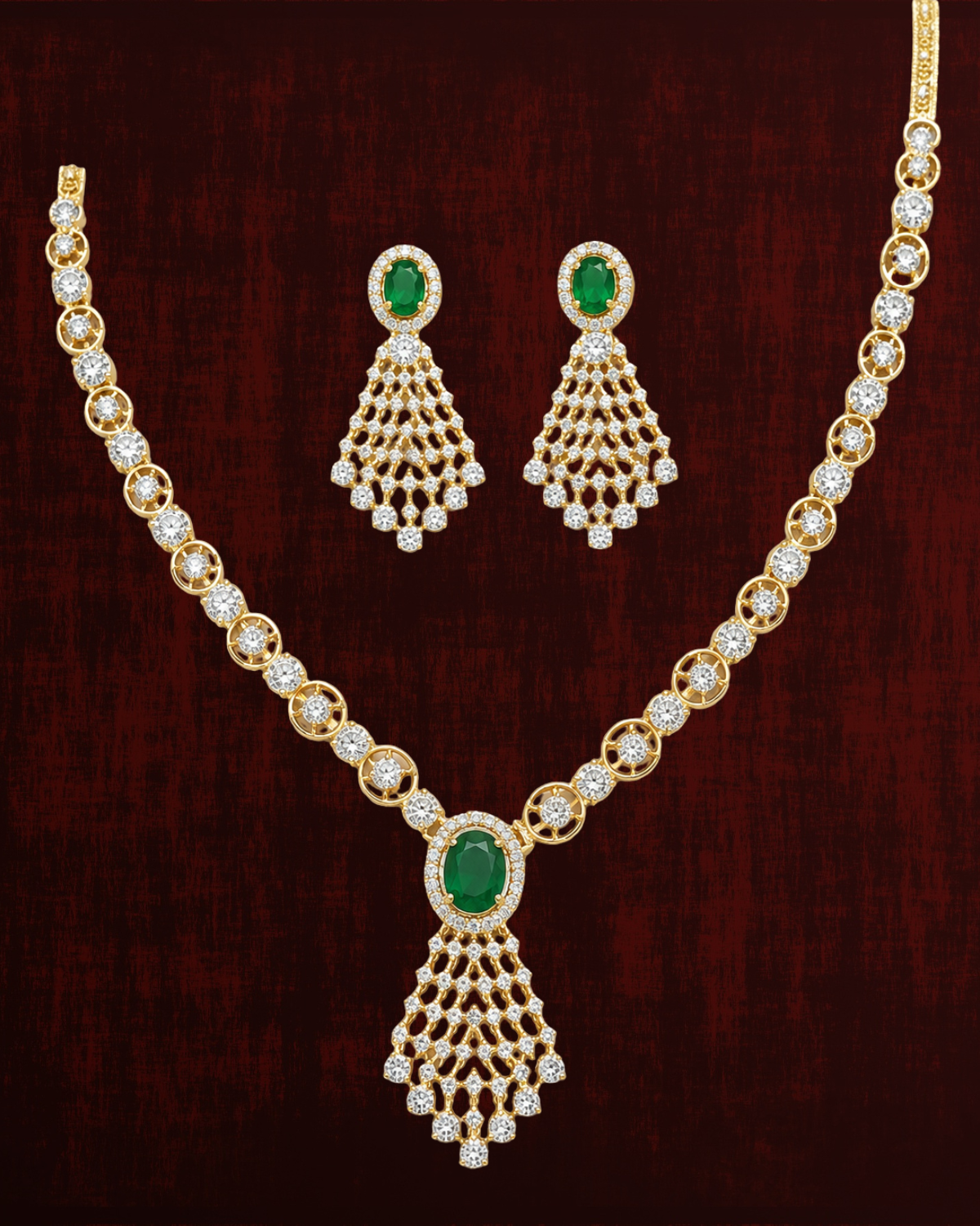 Rageshvari Fashion Silver-Plated Blue American Diamond Necklace Set with Matching Drop Earrings for Women - Image 8
