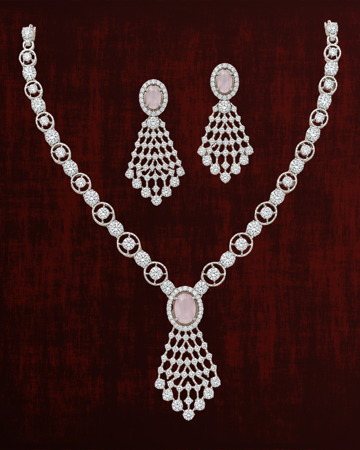 Rageshvari Fashion Silver-Plated Blue American Diamond Necklace Set with Matching Drop Earrings for Women - Image 6