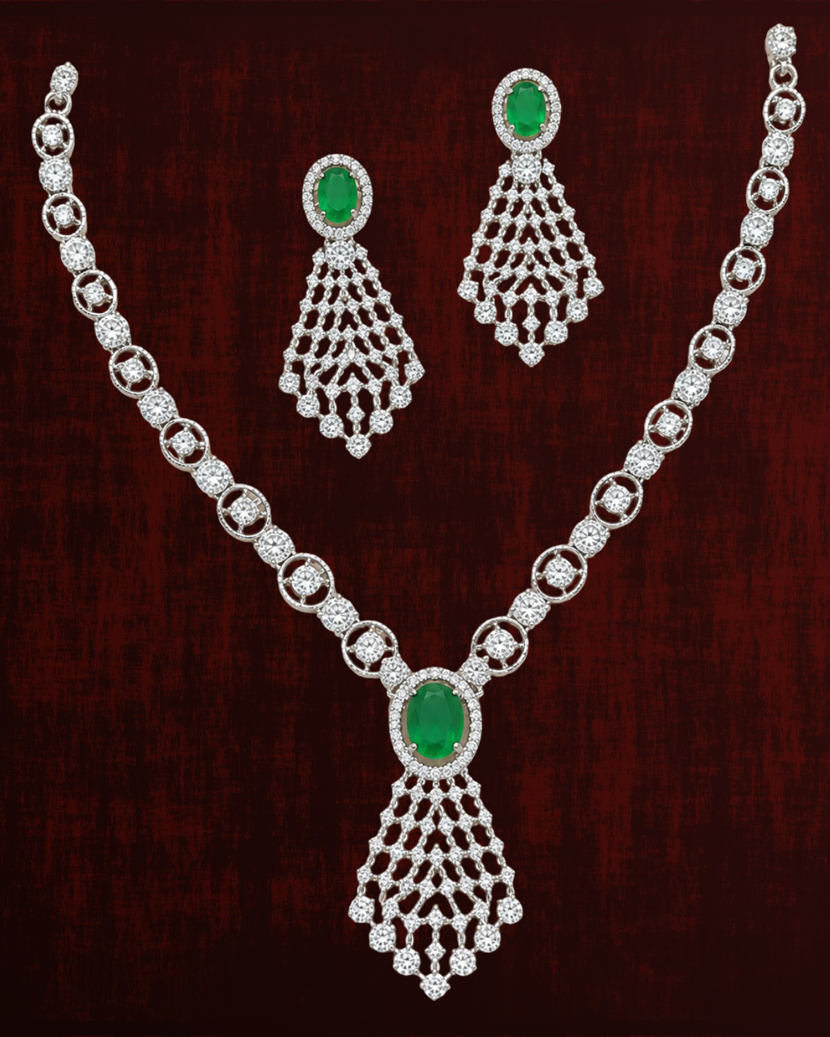 Rageshvari Fashion Silver-Plated Blue American Diamond Necklace Set with Matching Drop Earrings for Women - Image 5