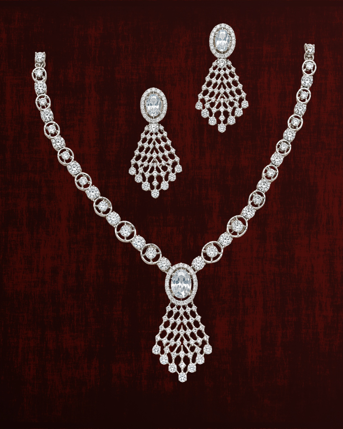 Rageshvari Fashion Silver-Plated Blue American Diamond Necklace Set with Matching Drop Earrings for Women - Image 4