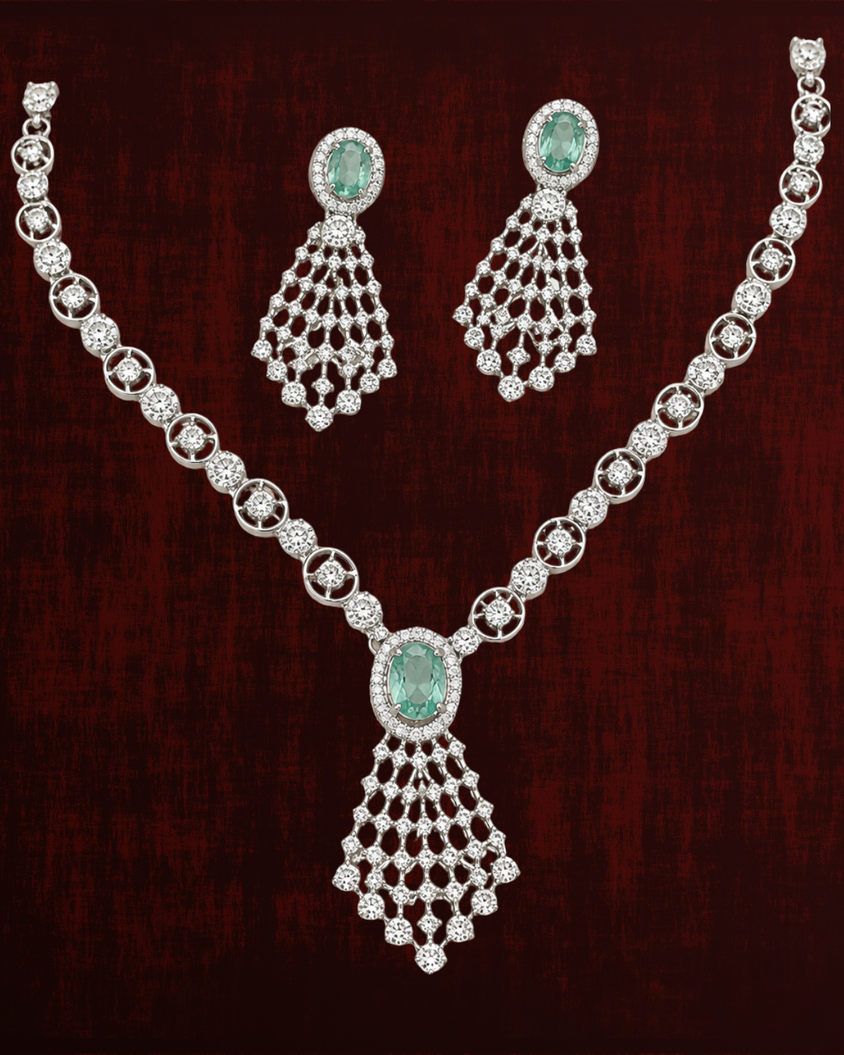 Rageshvari Fashion Silver-Plated Blue American Diamond Necklace Set with Matching Drop Earrings for Women - Image 3