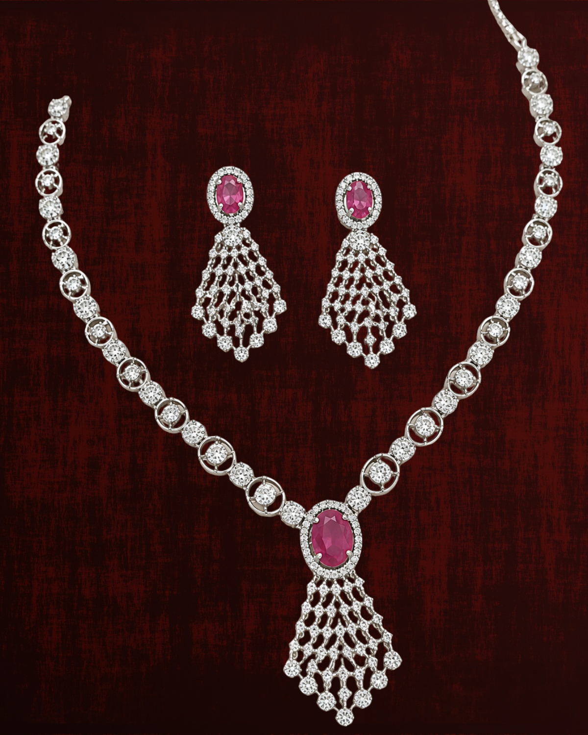 Rageshvari Fashion Silver-Plated Blue American Diamond Necklace Set with Matching Drop Earrings for Women - Image 2