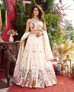 Rageshvari Creation Pure Vichitra Silk Cording Sequins & Thread Work Wedding Lehenga Choli Set