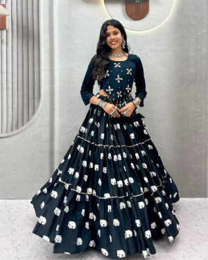 Rageshvari Creation Navratri Special Pure Cotton 9-Meter Flair Hand Work & Real Kodi Lehenga Choli