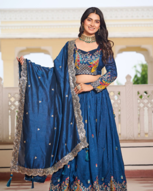 Rageshvari Creation Shree Ram Pure Vichitra Silk Heavy Sequins & Thread Lehenga Choli Set