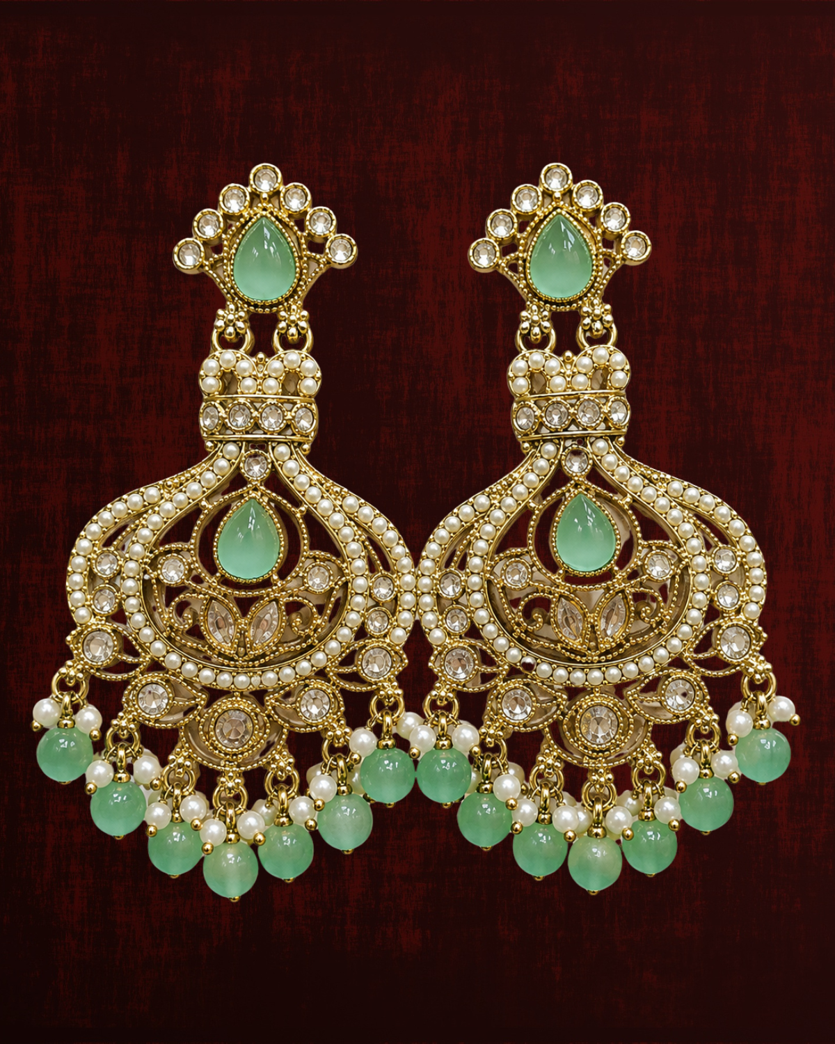 Rageshvari Fashion Gold-Plated Multicolor Chandbali Earrings with Pearl & Bead Drops for Women - Image 9