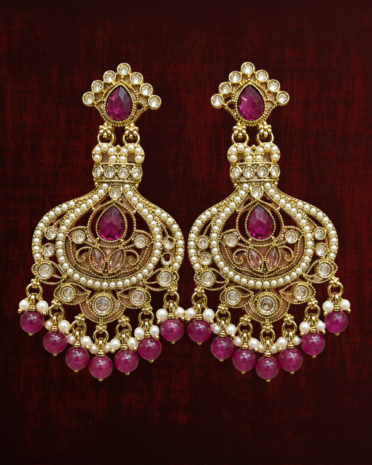 Rageshvari Fashion Gold-Plated Multicolor Chandbali Earrings with Pearl & Bead Drops for Women - Image 8
