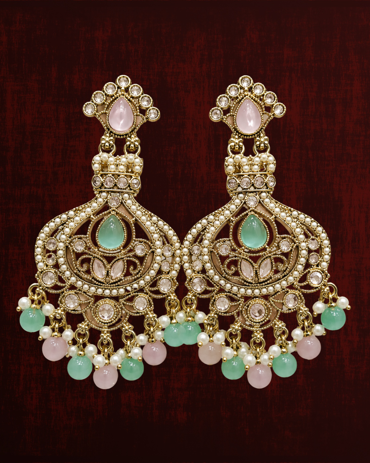 Rageshvari Fashion Gold-Plated Multicolor Chandbali Earrings with Pearl & Bead Drops for Women - Image 6
