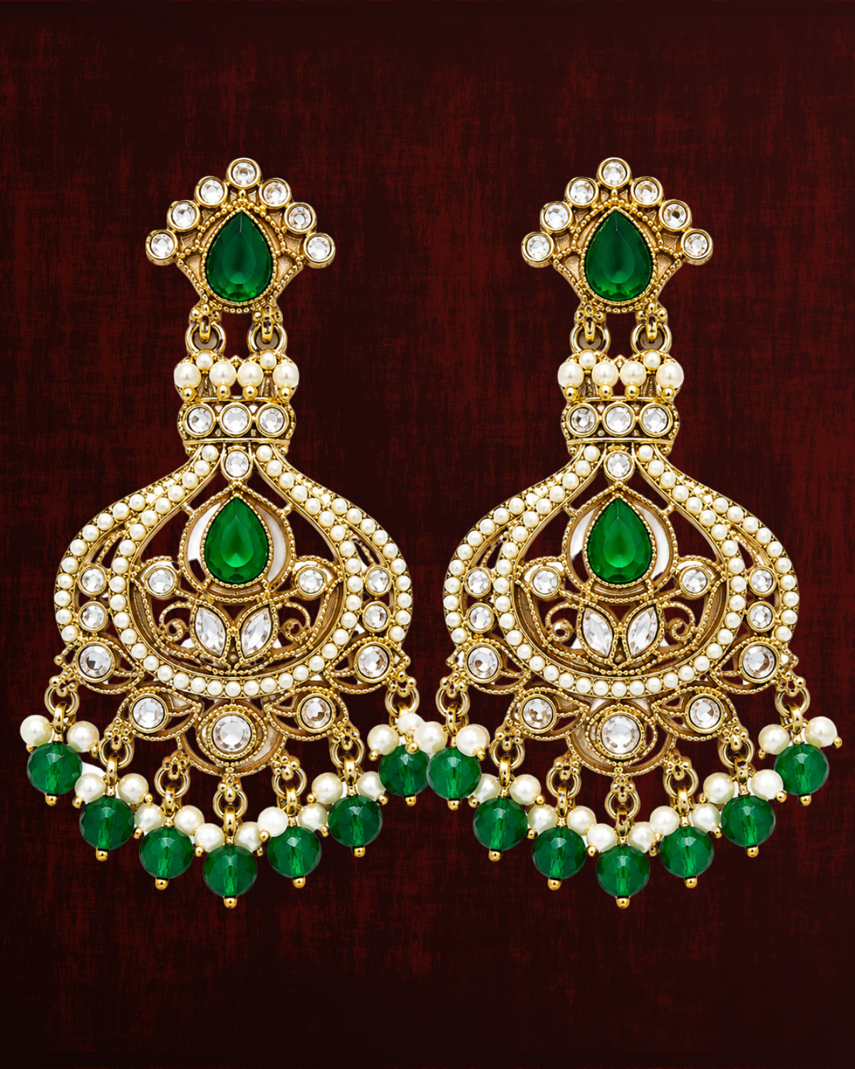Rageshvari Fashion Gold-Plated Multicolor Chandbali Earrings with Pearl & Bead Drops for Women - Image 4