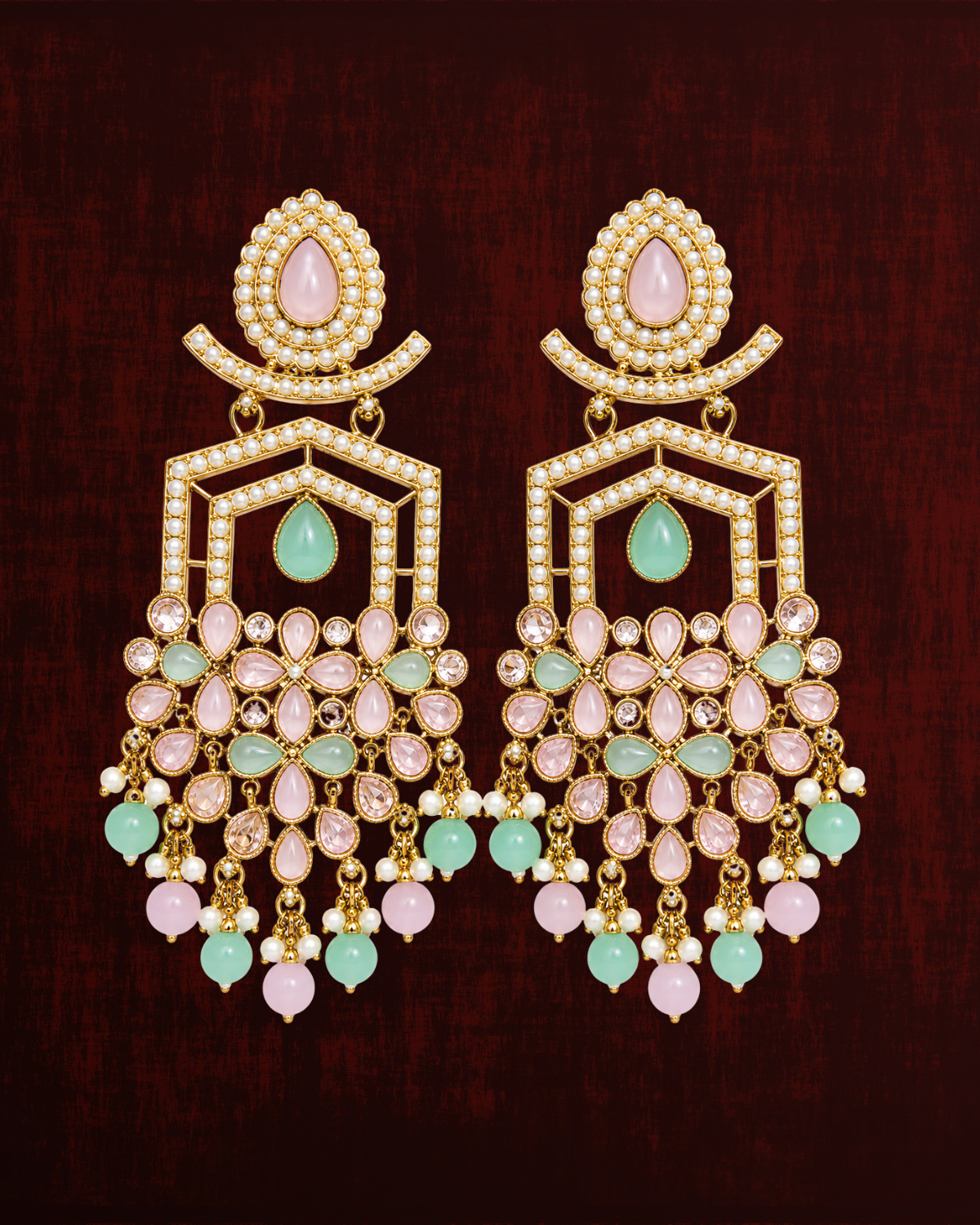Rageshvari Fashion Yellow Kundan Statement Earrings with Pearl & Bead Drops | Gold-Plated Ethnic Designer Earrings for Women - Image 8