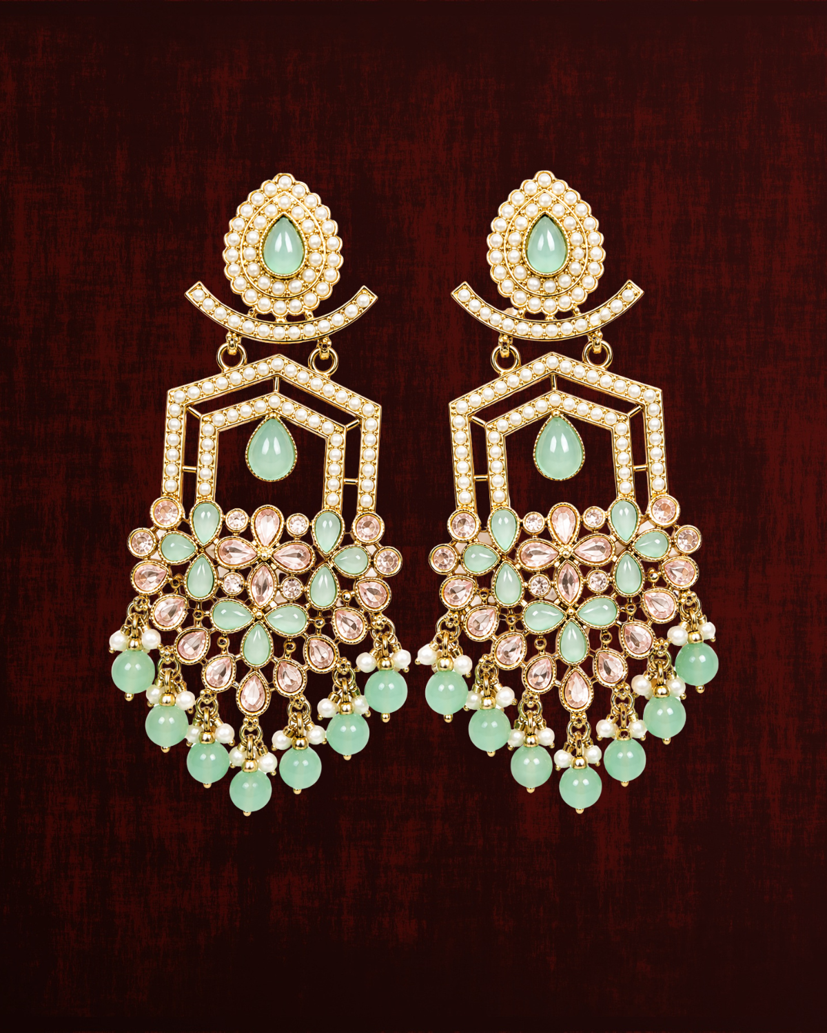 Rageshvari Fashion Yellow Kundan Statement Earrings with Pearl & Bead Drops | Gold-Plated Ethnic Designer Earrings for Women - Image 6